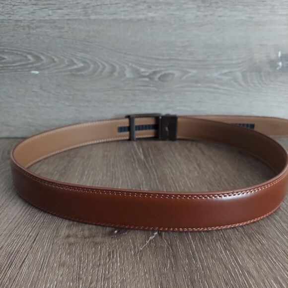 Brown Double Stitch Ratchet Belt 44.5" Long - Picture 2 of 7